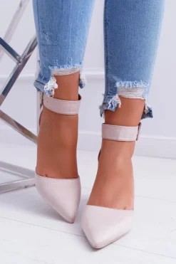 Boto Czółenka Zamszowe|Czółenka Na Słupku*Czółenka Damskie Na Słupku W Szpic Beżowe Domine