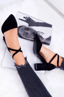 Boto Czółenka Zamszowe|Czółenka Na Słupku*Czółenka Damskie Na Słupku W Szpic Czarne Cosmo