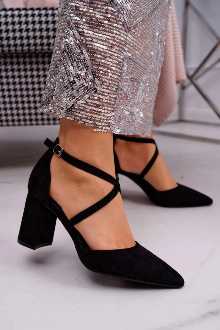 Boto Czółenka Zamszowe|Czółenka Na Słupku*Czółenka Damskie Na Słupku W Szpic Czarne Future