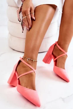 Hot Boto Czółenka Damskie Na Słupku W Szpic Neonowy Róż Future