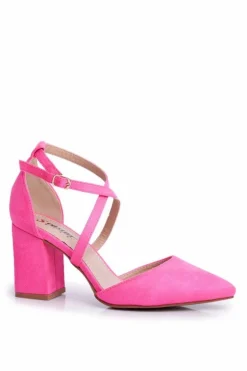 Damskie Boto Czółenka Damskie Na Słupku W Szpic Różowy Neon Traffic