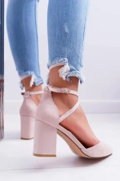 Online Boto Czółenka Damskie Na Słupku W Szpic Beżowe Traffic