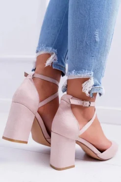 Online Boto Czółenka Damskie Na Słupku W Szpic Beżowe Traffic