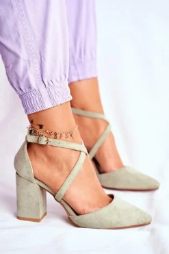 Boto Czółenka Zamszowe|Czółenka Na Słupku*Czółenka Damskie Na Słupku W Szpic Zielone Traffic