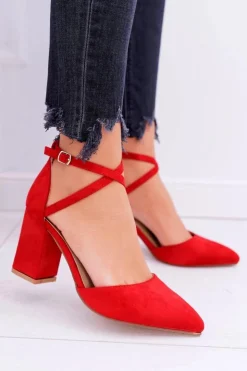 Boto Czółenka Zamszowe|Czółenka Na Słupku*Czółenka Damskie Na Słupku W Szpic Czerwone Traffic