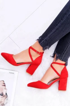 Boto Czółenka Zamszowe|Czółenka Na Słupku*Czółenka Damskie Na Słupku W Szpic Czerwone Traffic