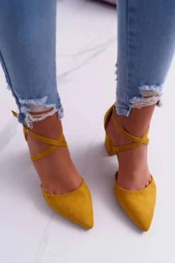 Boto Czółenka Zamszowe|Czółenka Na Słupku*Czółenka Damskie Na Słupku W Szpic Żółte Traffic