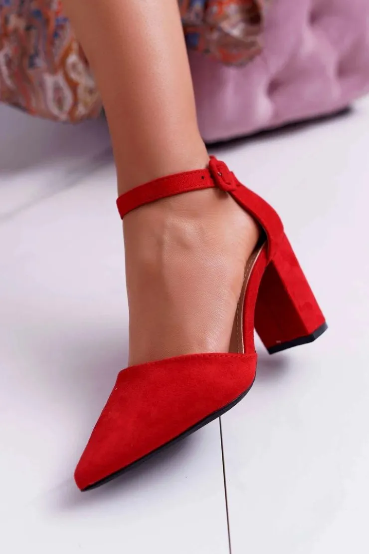 Boto Czółenka Zamszowe|Czółenka Na Słupku*Czółenka Damskie Na Słupku W Szpic Czerwone Elegante