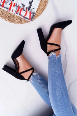 Boto Czółenka Zamszowe|Czółenka Na Słupku*Czółenka Damskie Na Słupku W Szpic Czarne High Traffic