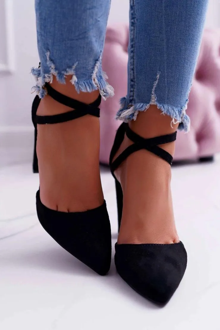 Boto Czółenka Zamszowe|Czółenka Na Słupku*Czółenka Damskie Na Słupku W Szpic Czarne High Traffic