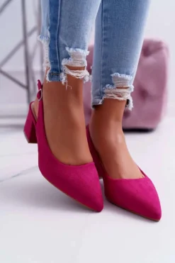 Boto Czółenka Zamszowe|Czółenka Na Słupku*Czółenka Damskie Na Słupku W Szpic Fuksja Contrail