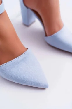 Hot Boto Czółenka Damskie Na Słupku W Szpic Niebieskie MadamStyle