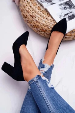 Boto Czółenka Zamszowe|Czółenka Na Słupku*Czółenka Damskie Na Słupku Zamszowe Czarne Femmini