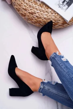 Boto Czółenka Zamszowe|Czółenka Na Słupku*Czółenka Damskie Na Słupku Zamszowe Czarne Femmini