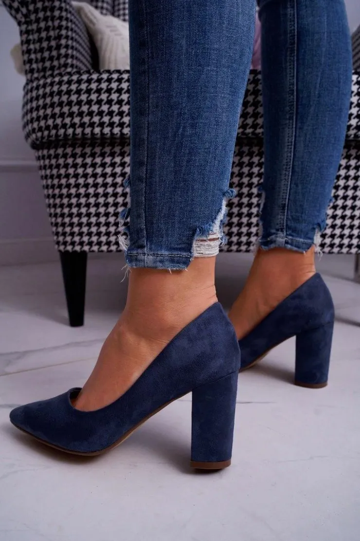 Boto Czółenka Zamszowe|Czółenka Na Słupku*Czółenka Damskie Na Słupku Zamszowe Granatowe Florena