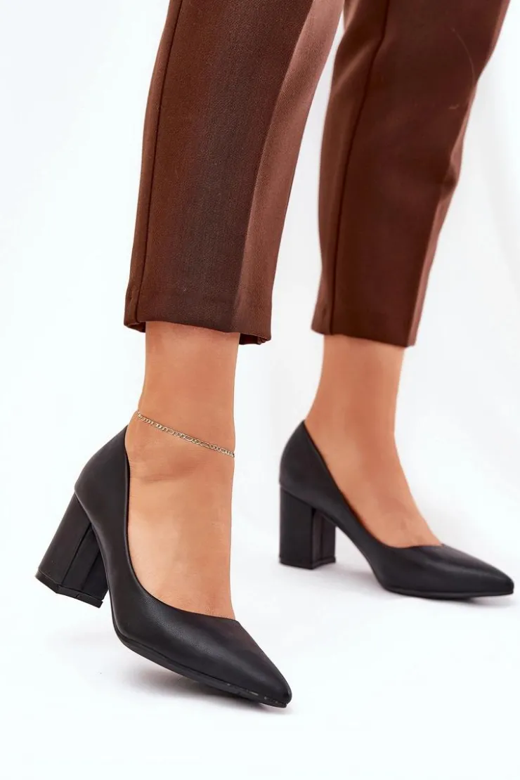 New Boto Czółenka Damskie Na Słupku Ze Szpiczastym Noskiem Czarne Deonira