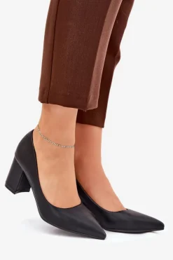 New Boto Czółenka Damskie Na Słupku Ze Szpiczastym Noskiem Czarne Deonira