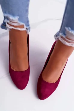 Buty Sergio Leone Czółenka Zamszowe|Czółenka Na Słupku*Czółenka damskie Na Słupku Zamsz Ciemna Fuksja Sergio Leone Campbell