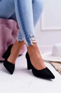 Boto Czółenka Zamszowe|Czółenka Na Słupku*Czółenka Damskie Na Słupku Zamszowe Czarne Eriela