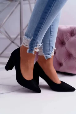 Boto Czółenka Zamszowe|Czółenka Na Słupku*Czółenka Damskie Na Słupku Zamszowe Czarne Eriela