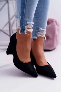 Boto Czółenka Zamszowe|Czółenka Na Słupku*Czółenka Damskie Na Słupku Zamszowe Czarne Eriela