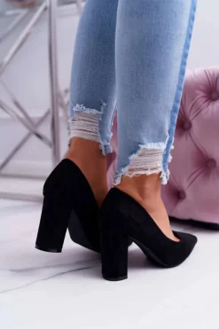 Boto Czółenka Zamszowe|Czółenka Na Słupku*Czółenka Damskie Na Słupku Zamszowe Czarne Eriela