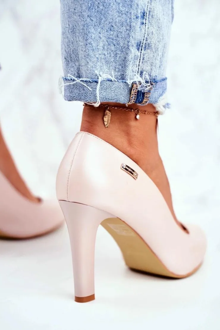 Online Buty Sergio Leone Czółenka Damskie Perłowe Na Słupku Sergio Leone Pudrowy Róż Campbell