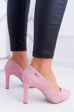 Buty Sergio Leone Czółenka Zamszowe|Czółenka Na Słupku*Czółenka damskie Różowe Na Słupku Zamsz Sergio Leone Campbell