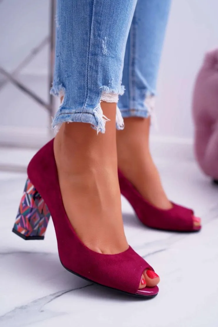 Damskie Buty Sergio Leone Czółenka Damskie Sergio Leone Odkryte Palce PB133 Fuksja Fani