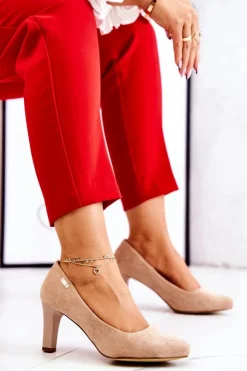 Damskie Buty Sergio Leone Czółenka Damskie Sergio Leone Beżowe Zamszowe Orsola