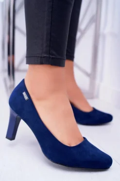 Discount Buty Sergio Leone Czółenka damskie Sergio Leone Granatowe Zamszowe Orsola