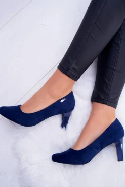 Discount Buty Sergio Leone Czółenka damskie Sergio Leone Granatowe Zamszowe Orsola