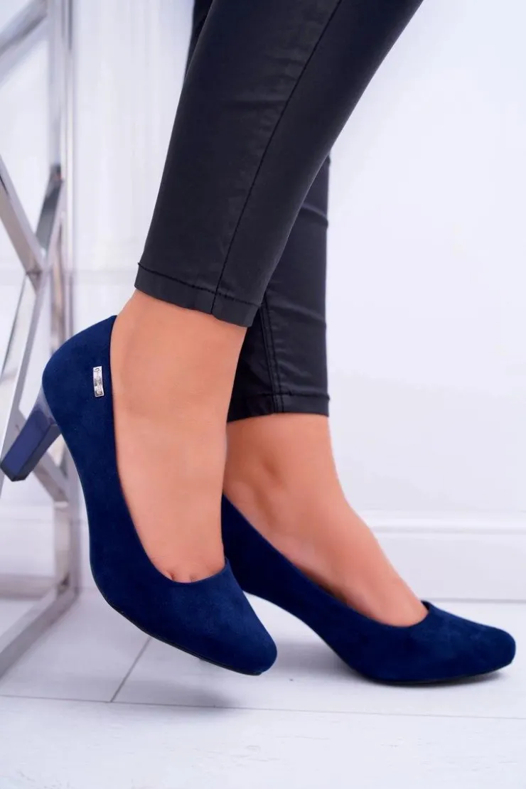 Discount Buty Sergio Leone Czółenka damskie Sergio Leone Granatowe Zamszowe Orsola