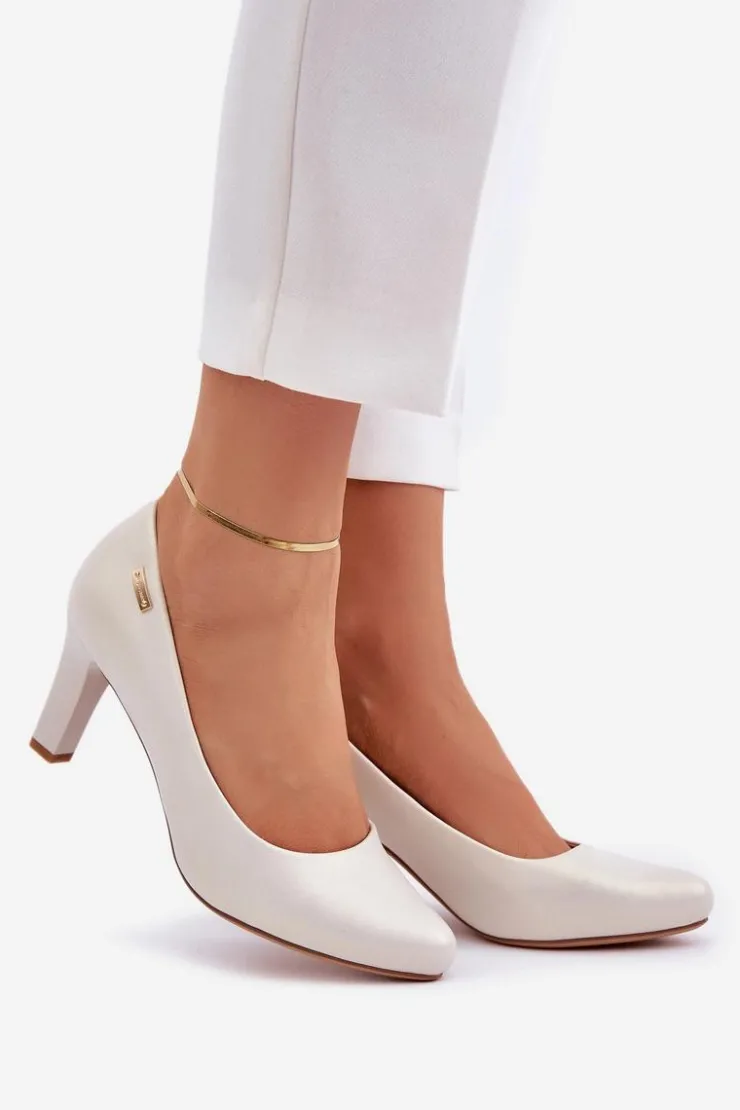 Hot Buty Sergio Leone Czółenka Damskie Sergio Leone Perłowe Orsola