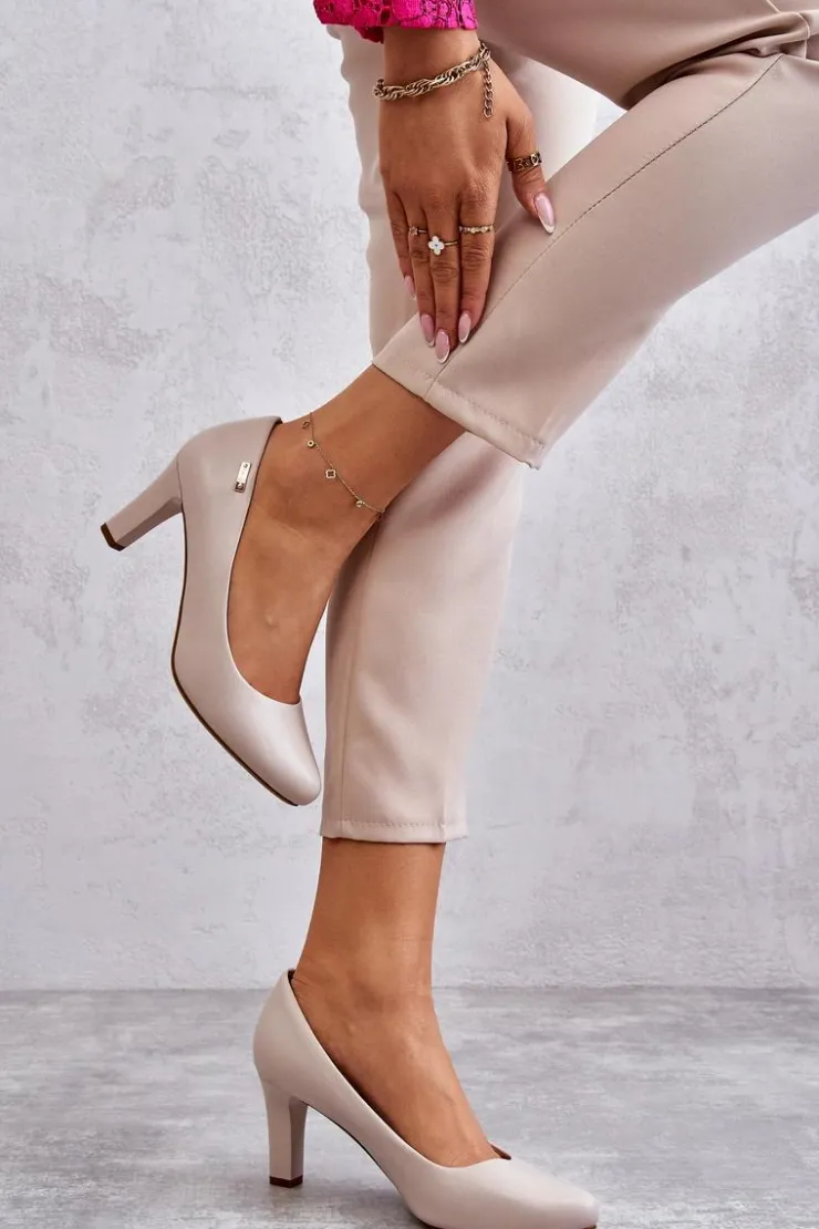 Damskie Buty Sergio Leone Czółenka Damskie Sergio Leone Jasnobeżowe Orsola