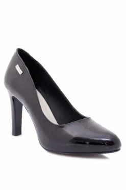 Buty Sergio Leone Czółenka Damskie Sergio Leone Lakierowane Na Słupku Czarne Campbell