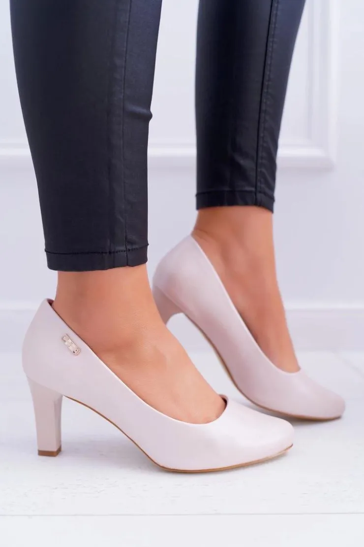 Discount Buty Sergio Leone Czółenka damskie Sergio Leone Różowe Perłowe Orsola