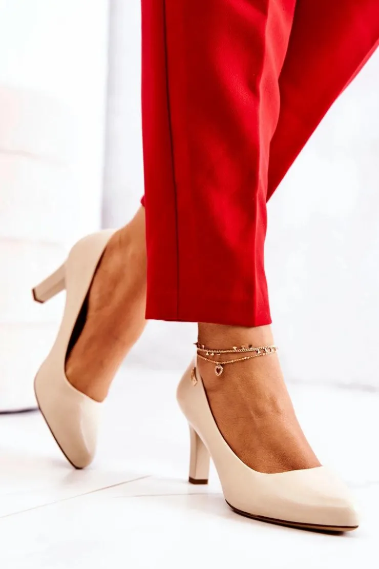 Damskie Buty Sergio Leone Czółenka Damskie Sergio Leone Beżowe Matowe Orsola