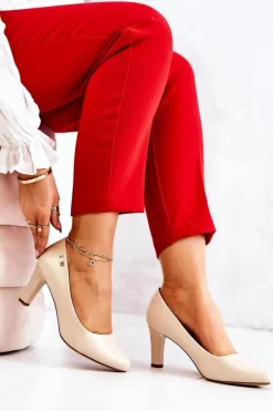 Damskie Buty Sergio Leone Czółenka Damskie Sergio Leone Beżowe Matowe Orsola