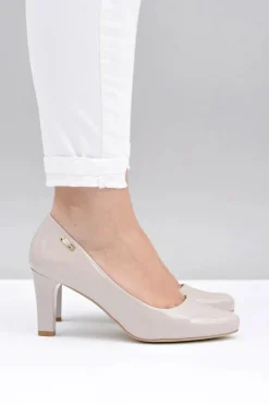 Best Buty Sergio Leone Czółenka damskie Sergio Leone Jasnoszare Lakierowane Orsola