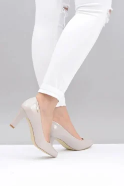 Best Buty Sergio Leone Czółenka damskie Sergio Leone Jasnoszare Lakierowane Orsola