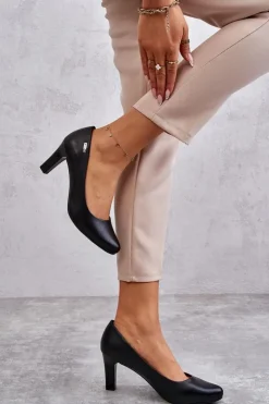 Buty Sergio Leone Czółenka Na Słupku|Czółenka Klasyczne*Czółenka Damskie Sergio Leone Czarne Orsola