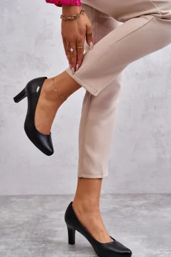 Buty Sergio Leone Czółenka Na Słupku|Czółenka Klasyczne*Czółenka Damskie Sergio Leone Czarne Orsola