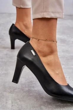 Buty Sergio Leone Czółenka Na Słupku|Czółenka Klasyczne*Czółenka Damskie Sergio Leone Czarne Orsola