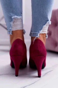 Buty Sergio Leone Czółenka Zamszowe|Czółenka Na Słupku*Czółenka Damskie Sergio Leone PB139 Fuksja Felice