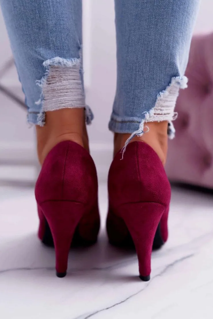 Buty Sergio Leone Czółenka Zamszowe|Czółenka Na Słupku*Czółenka Damskie Sergio Leone PB139 Fuksja Felice