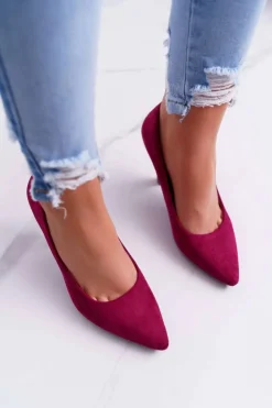 Buty Sergio Leone Czółenka Zamszowe|Czółenka Na Słupku*Czółenka Damskie Sergio Leone PB139 Fuksja Felice