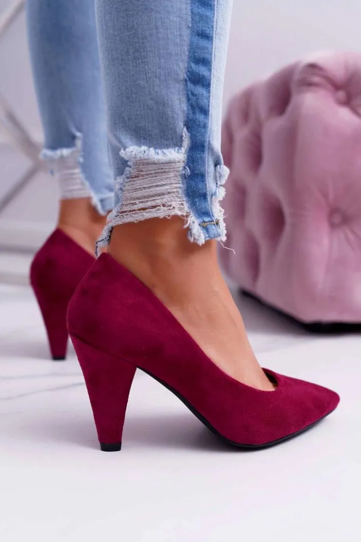 Buty Sergio Leone Czółenka Zamszowe|Czółenka Na Słupku*Czółenka Damskie Sergio Leone PB139 Fuksja Felice