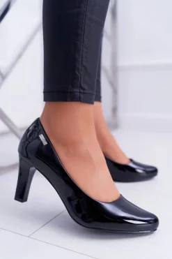 Damskie Buty Sergio Leone Czółenka damskie Sergio Leone Czarne Lakierowane Orsola