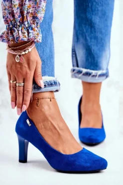 Damskie Buty Sergio Leone Czółenka damskie Sergio Leone Zamszowe Indygo Orsola